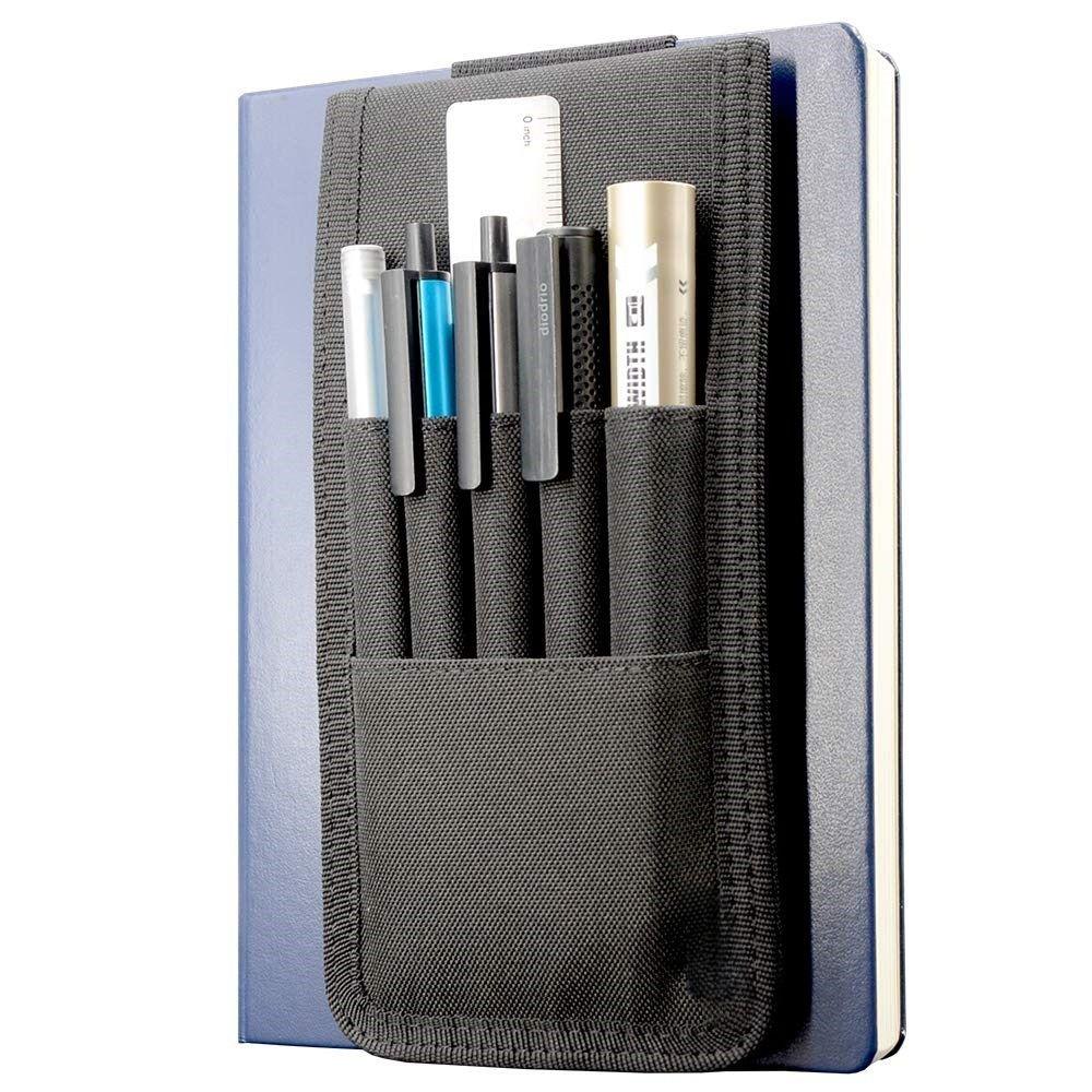Detachable Pen Sleeve Case Adjustable Hard Cover Journals Pen Holder for Books Binders