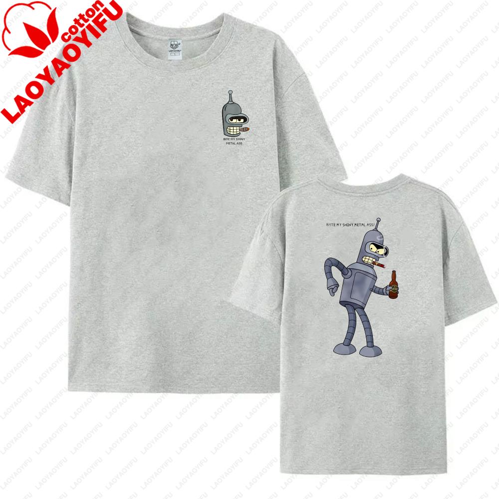 Futurama Bender Robot With Beer Graphic Print Unisex Cotton TShirt Casual Summer Wear Trendy Streetwear For Unisex And Women