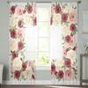 Red Pink And White Roses Tulle Sheer Window Curtains For Living Room The Bedroom Modern Chiffon Voile Curtains Fabric Drapes