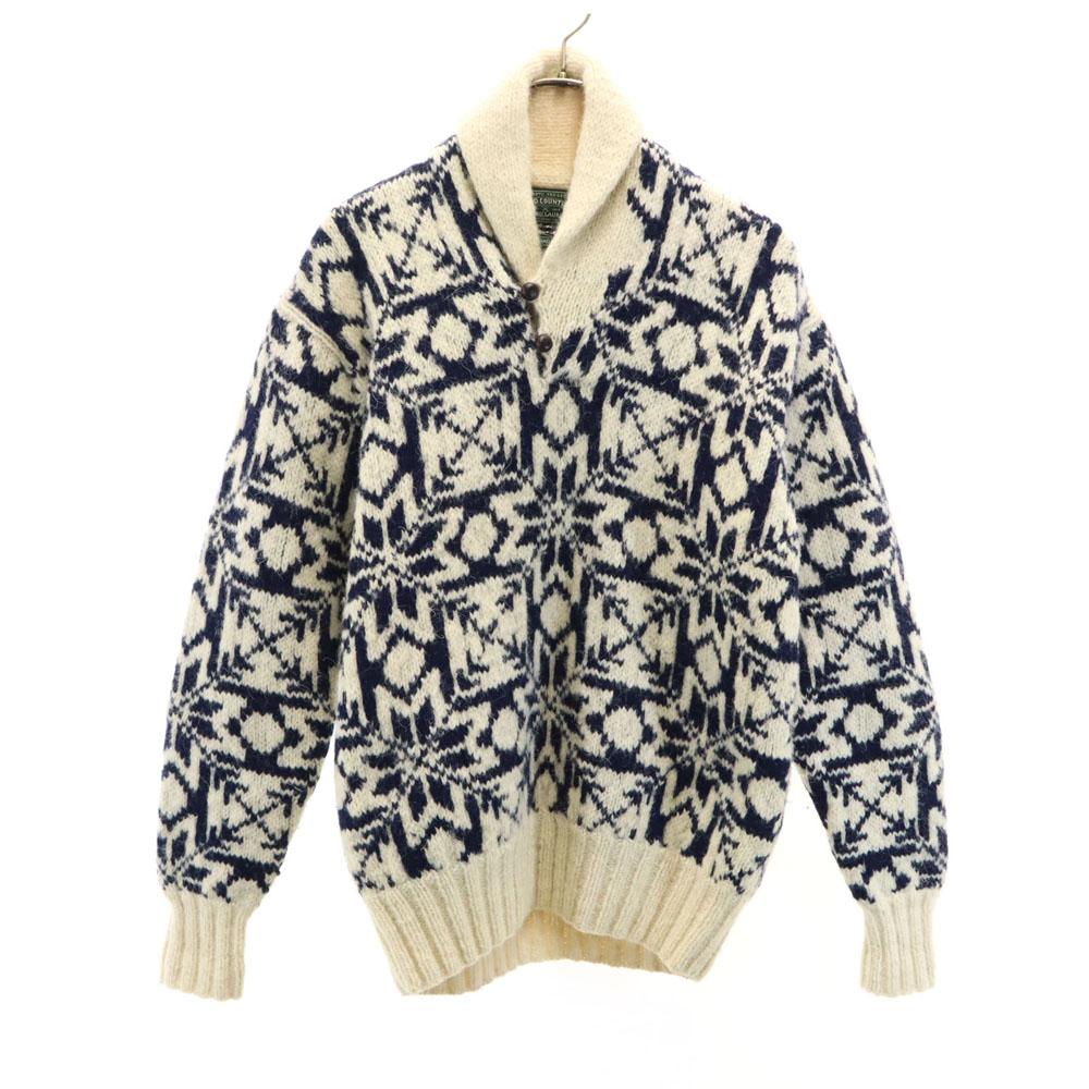 POLO COUNTRY RALPH LAUREN 90s Wool Old Hand Knit Nordic Pattern Long Sleeve Sweater Men's Used