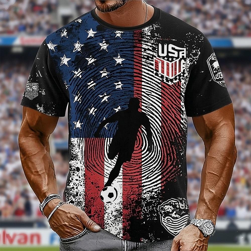 Soccer Cup Men's USA Brazil T Shirt Short Sleeve T shirt 3D Print Crew Neck Shirt Fashion Bloke Core Athleisure