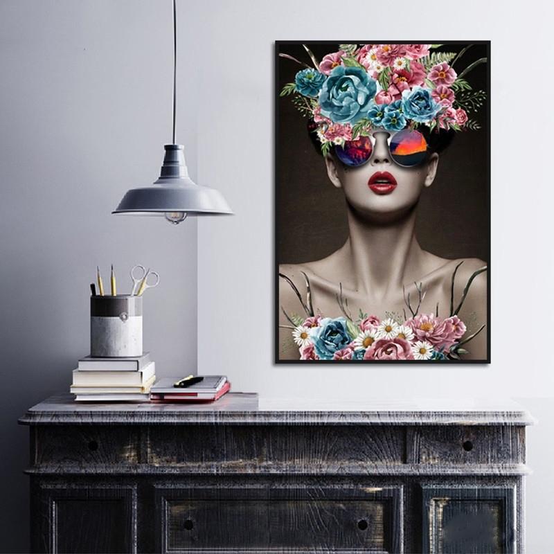 Põhjamaade kunst Abstraktne lilletüdruk, naiste plakat, lõuend, maalimine, kunsti seinapildid, elutoa magamistoa sisekujundus