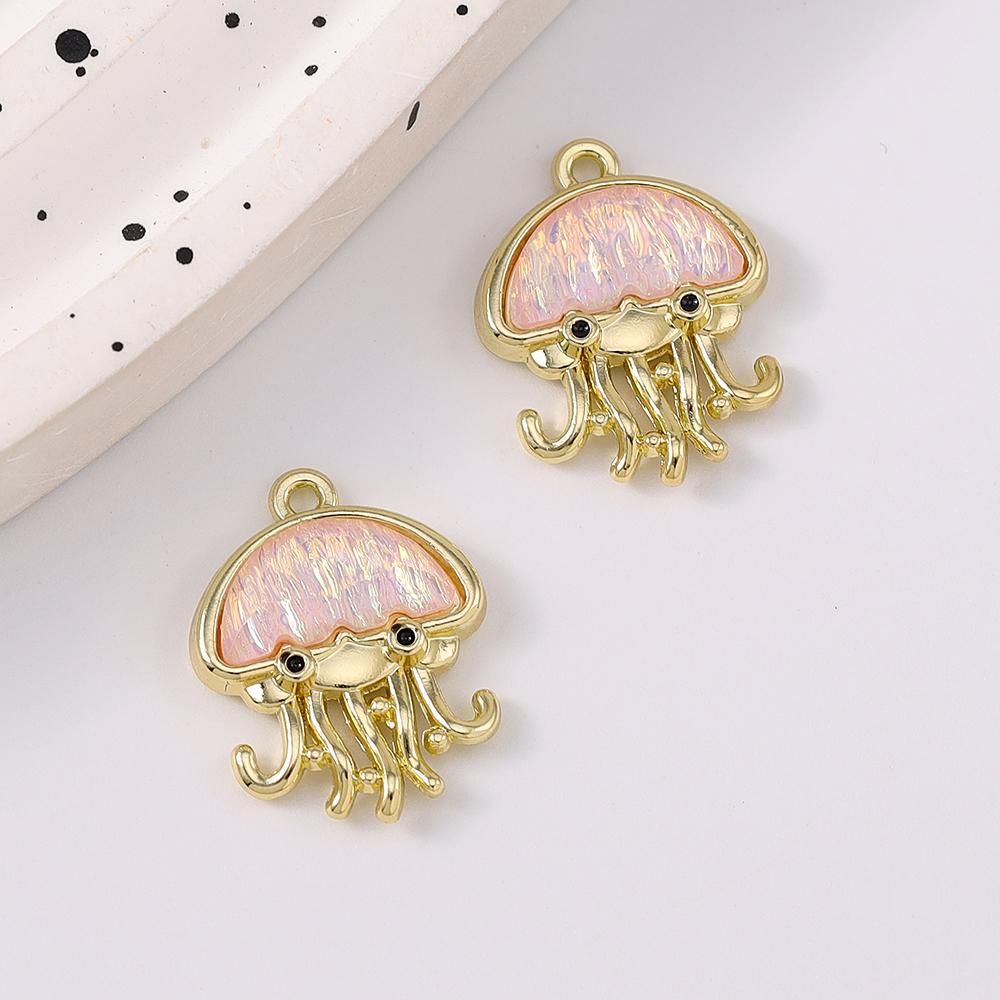 5pcs Cute Crystal Jellyfish Pendant Charms for Jewelry Making Necklace Earrings Bracelet DIY Handmade Accessories