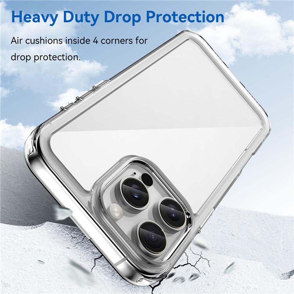 WANLONFENG MF2 Series For iPhone 16 Pro Case TPU Acrylic Clear Phone Cover with 2Pcs Tempered Glass Film