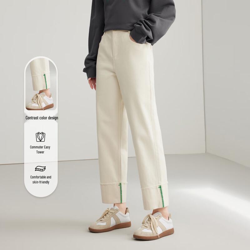 Elva' Island Women's High-Waisted Straight Cropped Pants