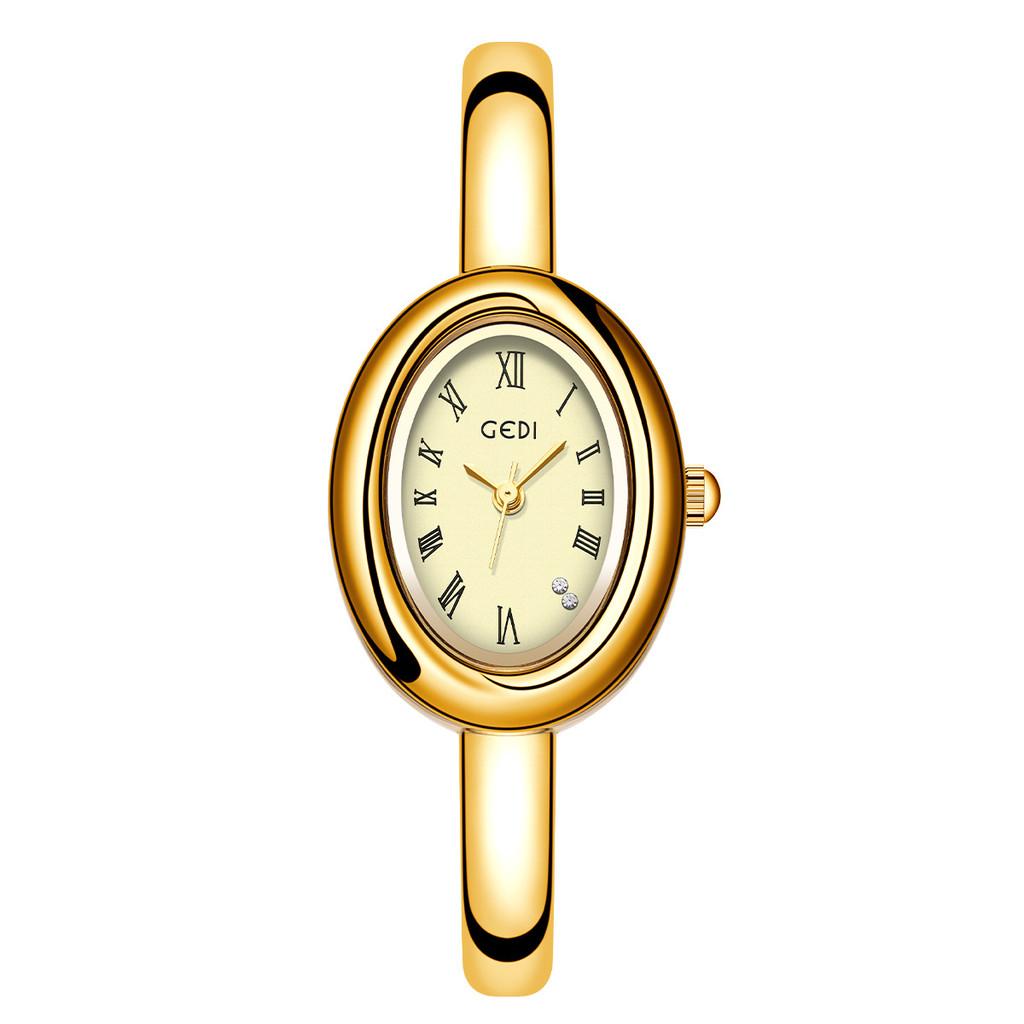 

Vintage Roman Dial Quartz Wristwatch For Women With Waterproof Function Gold