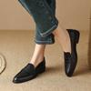 Fashion NEW Spring/Autumn Women Loafers Genuine Leather Shoes for Women Square Toe Low Heel Women Pumps Concise Retro Soft Black Shoes