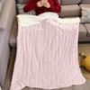 Dusty Pink Stripe Flannel Blanket Warm Soft Halloween Christmas Couch Warm Cozy Decorative Decor Gift for All Season