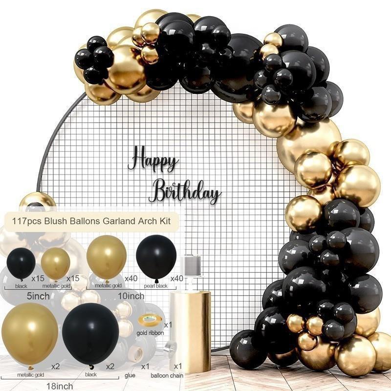Black Gold Series Balloon Set for Birthday Party Decoration