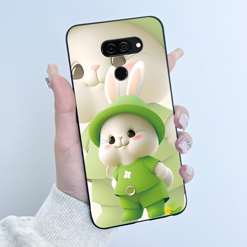 Case For LG Q70 Casing LM-Q730N Luxury Cute Love Rabbit Funny Ultra Slim TPU Black Silicone Soft Cover For LGQ70 Q 70 Phone Case
