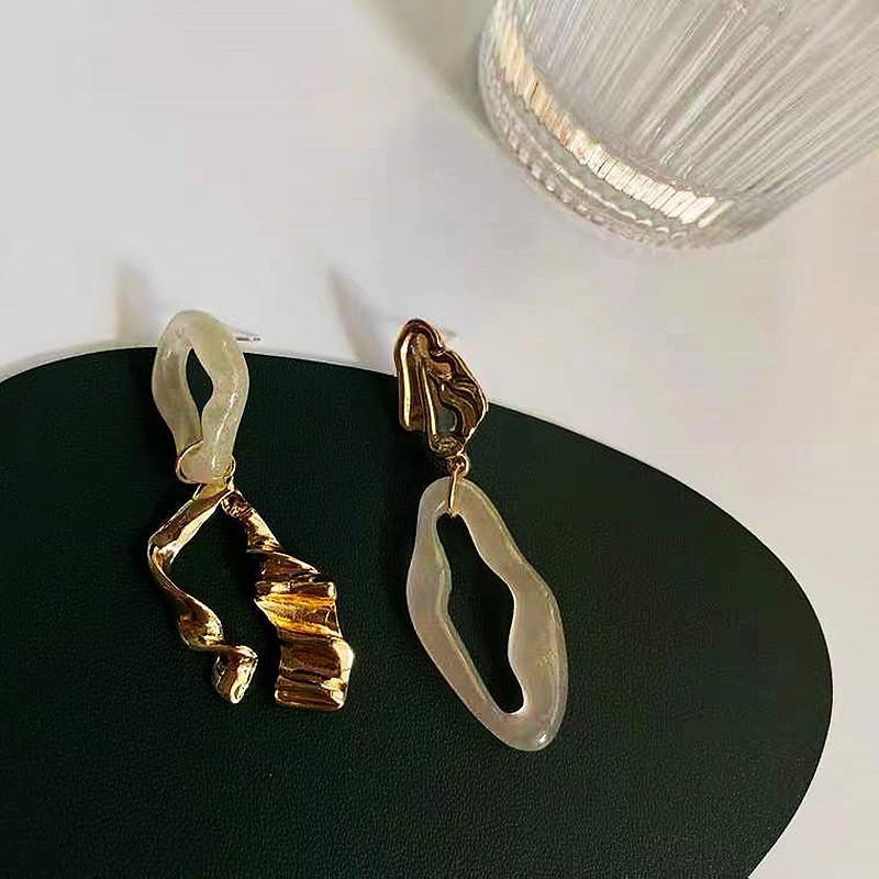 S925 Sterling Silver Asymmetrical Metal Stud Earrings: Trendy Japanese-Korean Fashion Electroplated