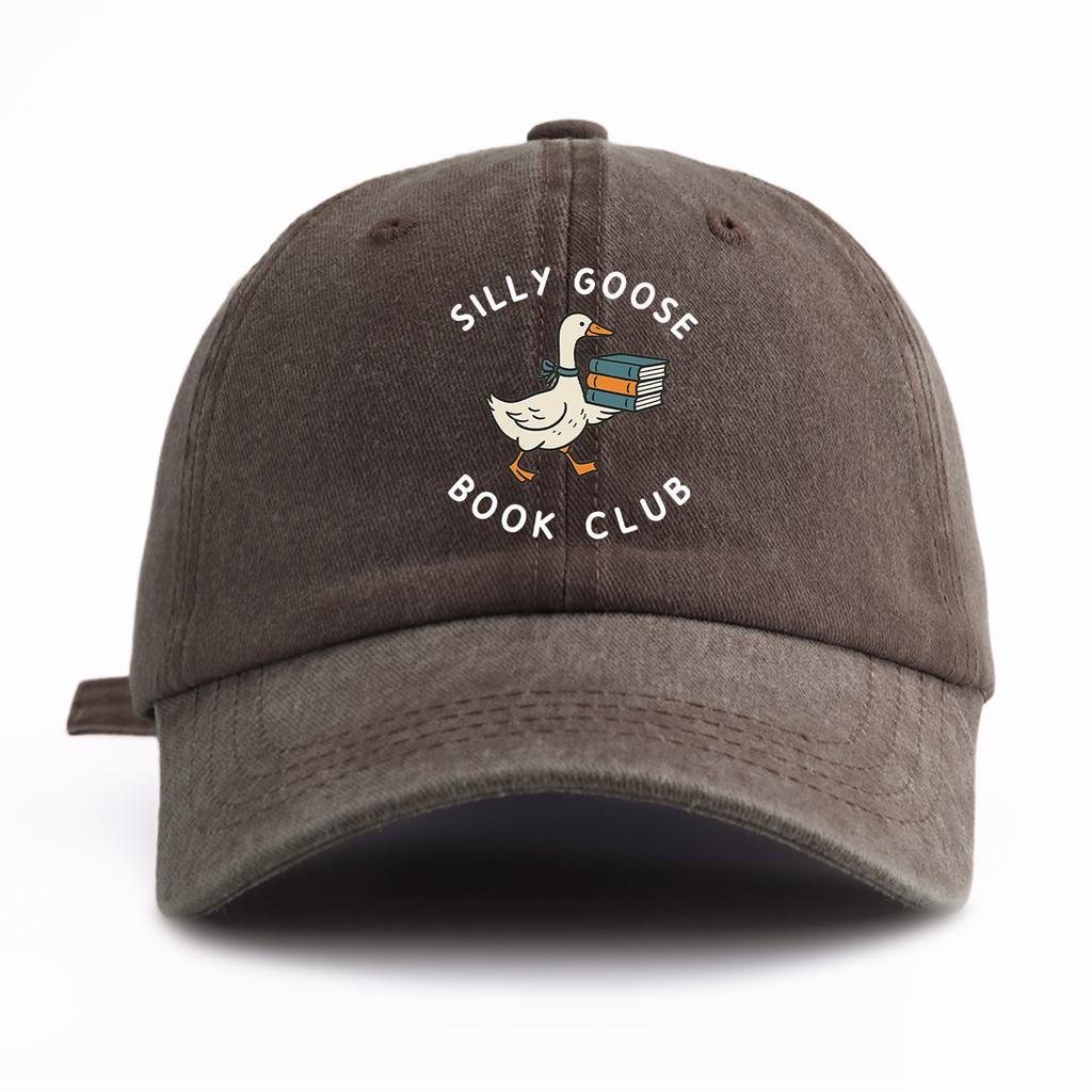 1pc BOOK CLUB Print Washed Baseball Cap for Adults,Minimalist Retro Style Casual Soft Adjustable Dad Hat,Perfect As Gift