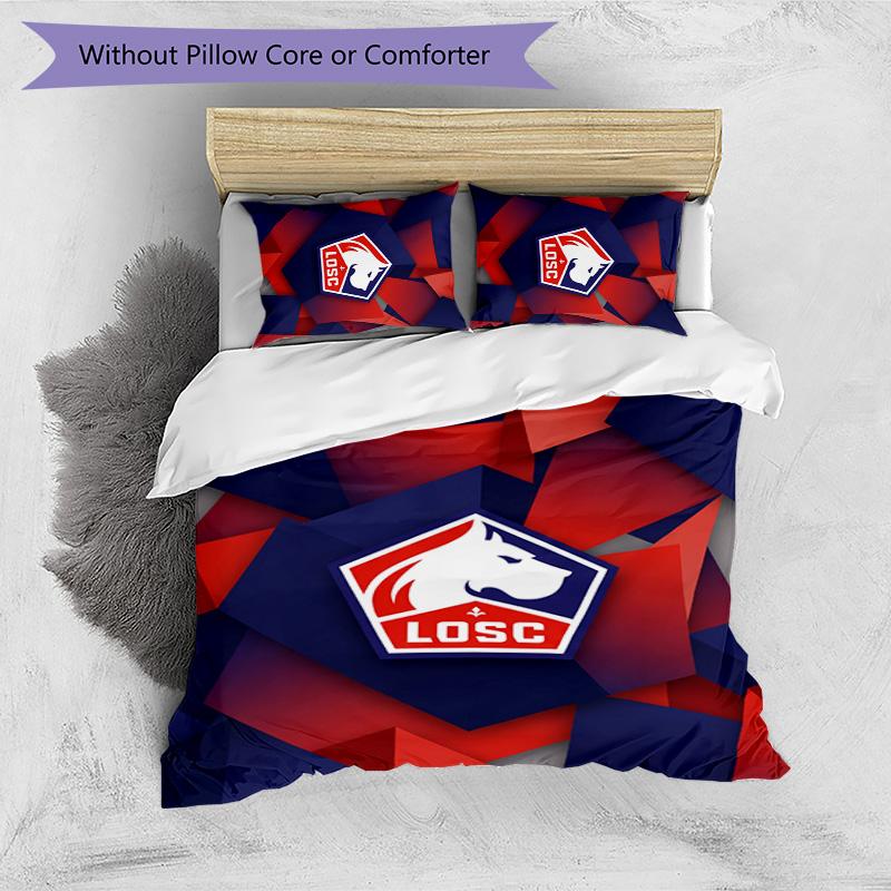 LOSC Lille FC Printed 3PCS Bedding Set Breathable Duvet Cover with Pillowcases Decorative Bed Linen for Bedroom Home