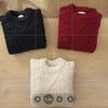 Women's Korean Niche Cozy Autumn/Winter Cable Knit Round Neck Loose Pullover Sweater