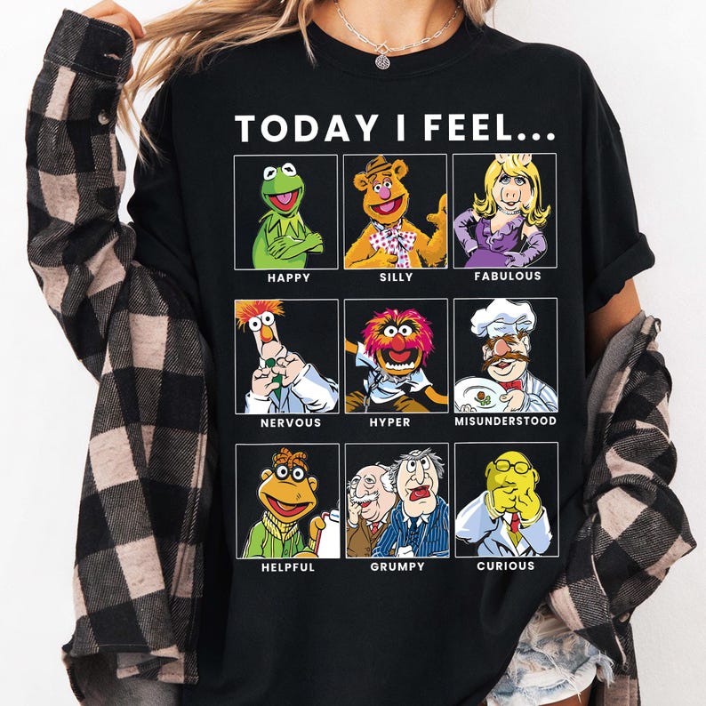 Vintage The Muppets Today I Feel All Character Tshirt Kermit Miss Piggy Fozzie Animal Gonzo Shirt The Muppets Tee S