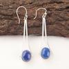 Oval Natural Lapis Lazuli Sterling Silver Artisan Dangle Daughter Gift Earrings EE-136-24