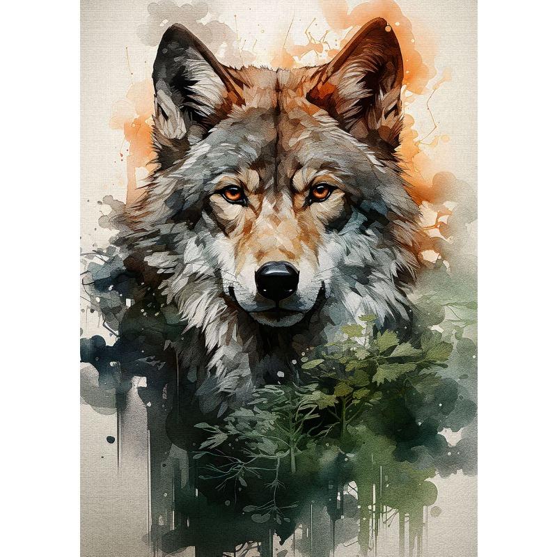 Vintage Wild Jungle Animal Deer Wolf Forest Landscape Art Posters Canvas Painting Wall Prints Picture for Living Room Home Decor