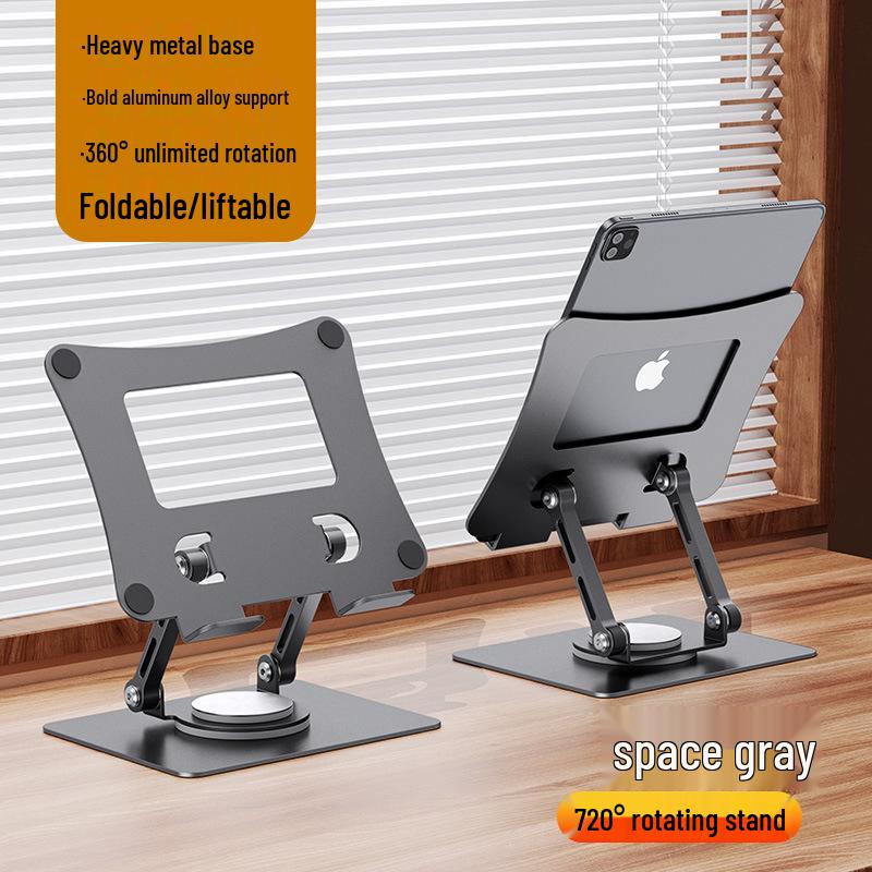 

360° Rotating Metal iPad Stand for Desktop - Adjustable Height for Painting, Gaming, and Learning Compatible with Phones/Tablets up to 13 inches