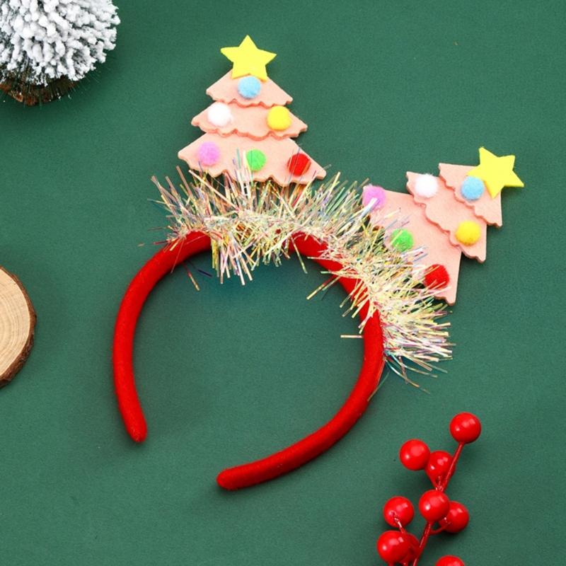 Saisonaler Spaß mit grünem Stoff Weihnachtsbaum Stirnband Einfach zu tragendes Stirnband Ornament für Kinder und Erwachsene Partykostüme