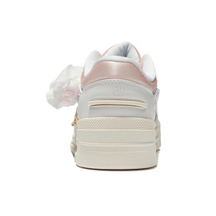 New LiNing 001 BTC Anti Slip And Wear Resistant Lightweight Low Top Skateboard Shoes Women's White Pink AGCS024-5