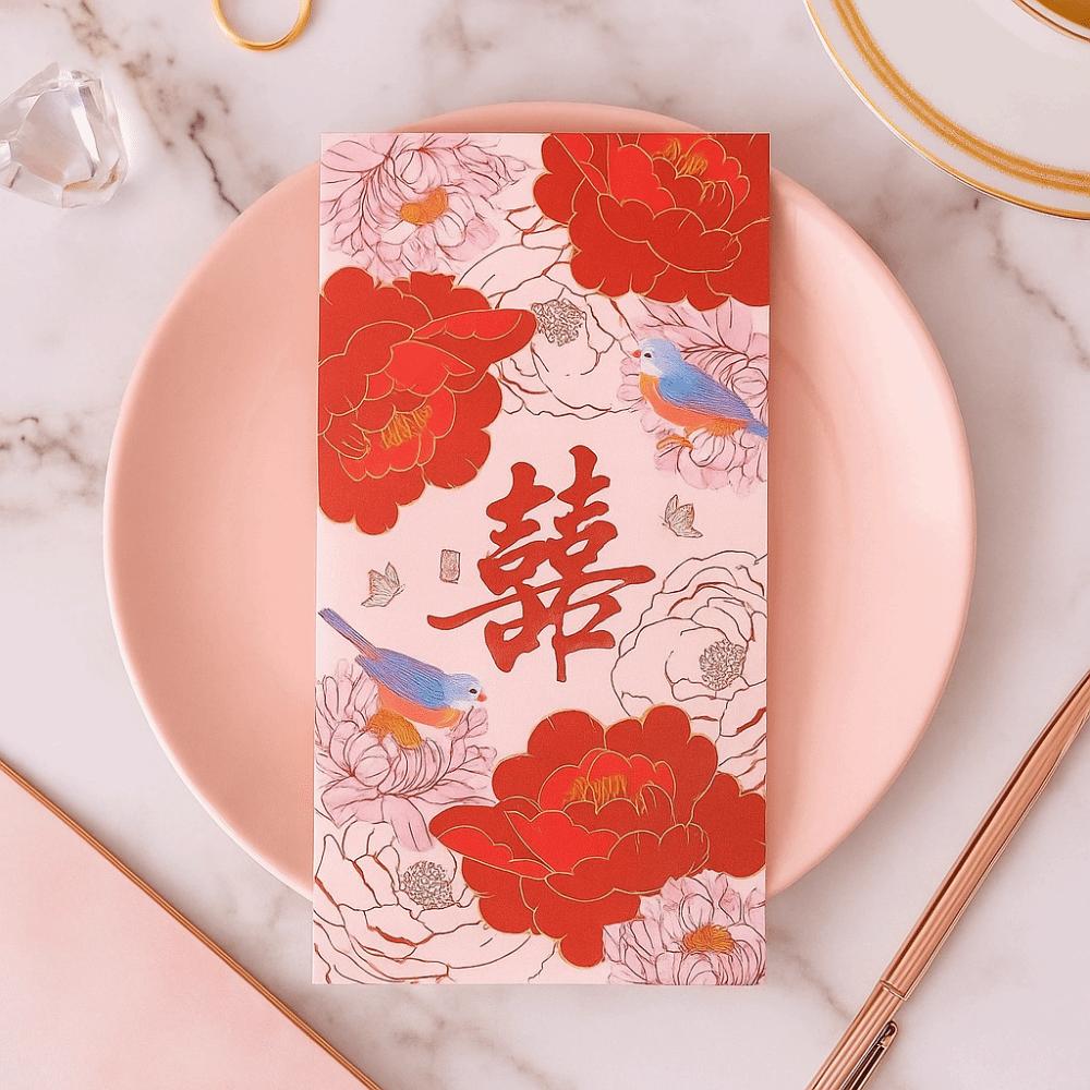 6PCS/SET Traditional Red Envelope Lucky Red Magpie Pattern Lucky Red Bag Color Printing Thickened Red Packet Wedding Supplies
