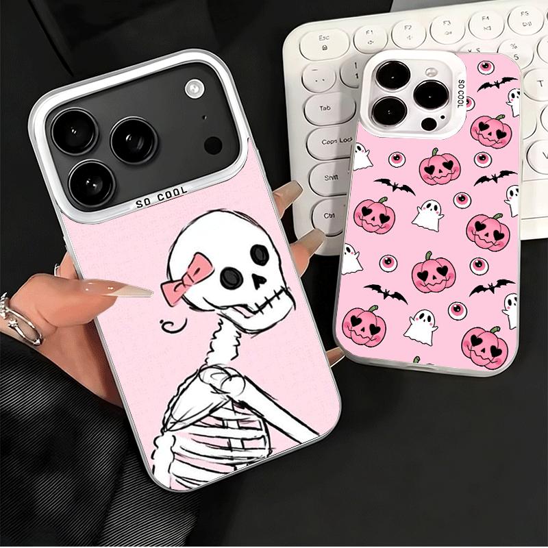Pink Style Skull Witch Shockproof Phone Case for iPhone 17 Air 16 16E 15 Pro Max 14 Plus 13 Mini 12 Back Cover Anti Fall Fundas