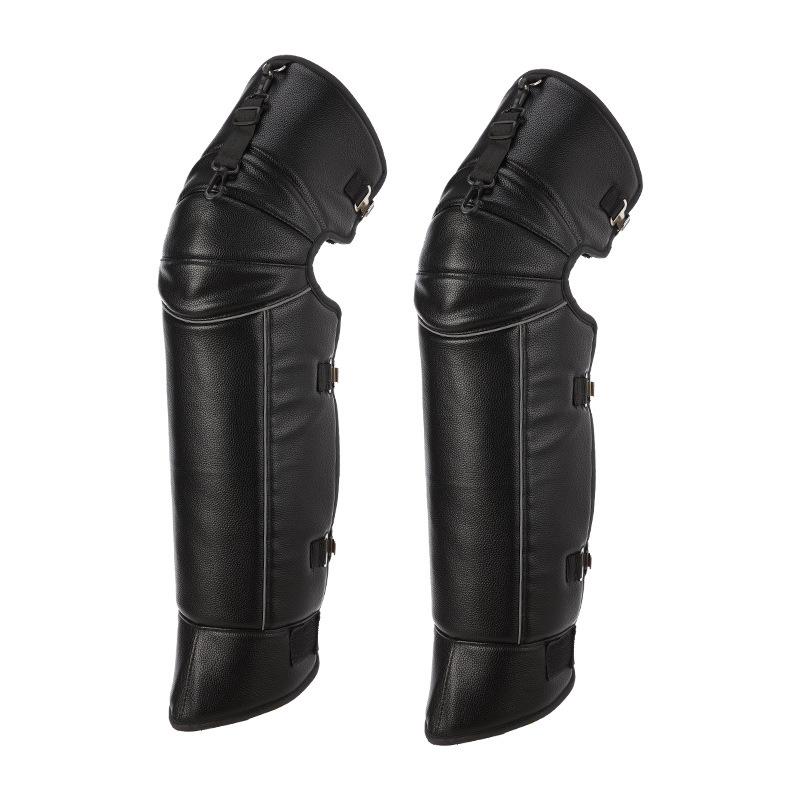 

1 Pair Motorcycle Riding Warm Kneepad Windproof Waterproof Thickened And Plush Winter Outdoor Knee Protective Pu Leather Guard