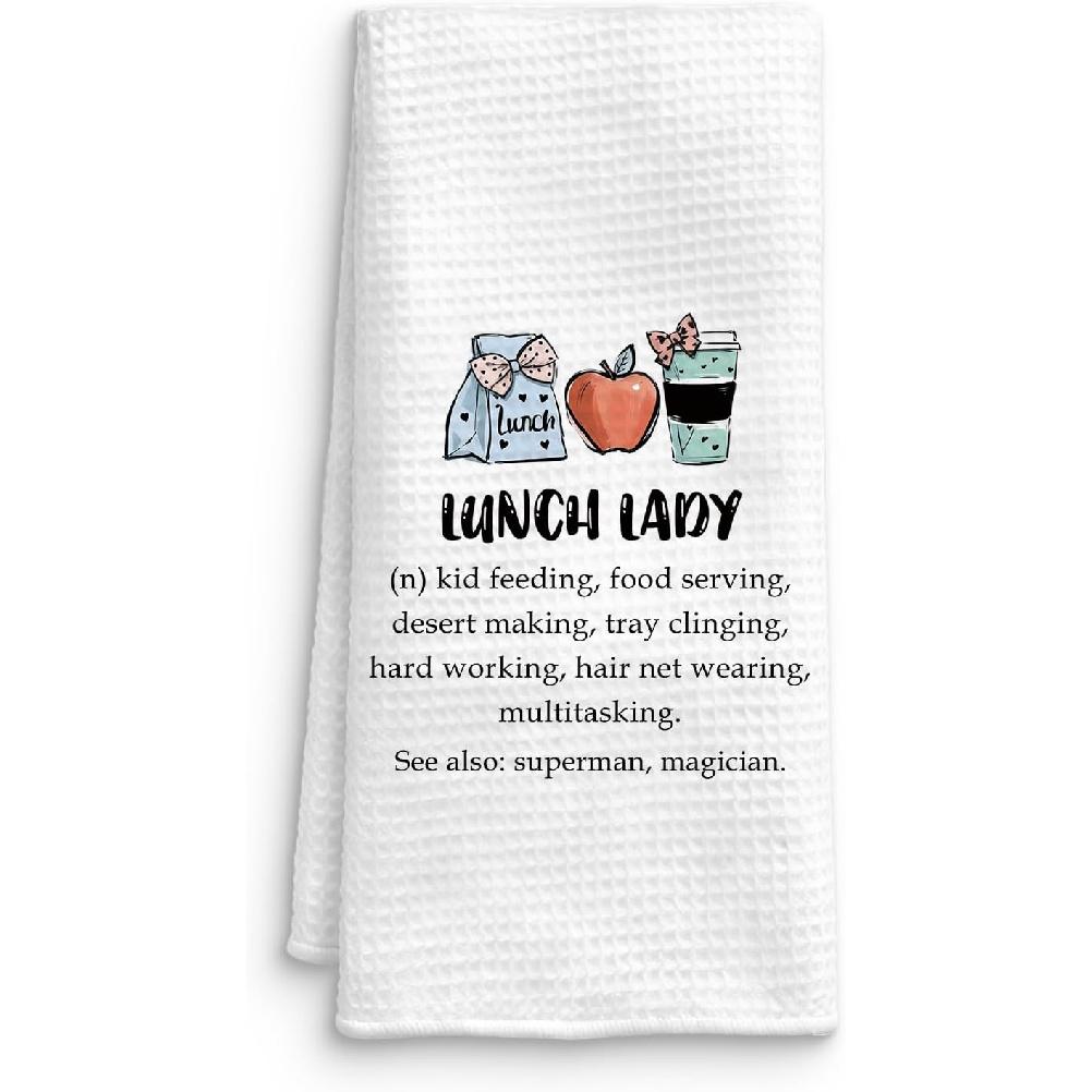 Lunch Lady Gifts Kitchen Towels, Gifts for School Cafeteria Worker Crew Staff Dish Tea Towels for Kitchen, Lunch Lady Appreciation Gift Hand Towels, Style07