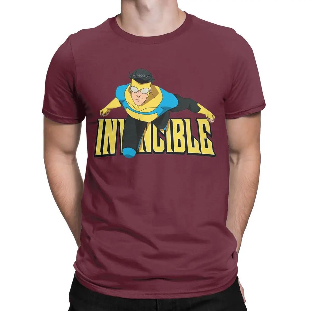 Animated Invincible Comic Superhero Men's T Shirt Vintage Tees Short Sleeve Crew Neck T-Shirts Cotton Plus Size Clothing