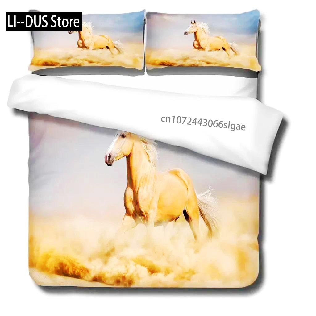 Comforter Horse Animal Bedding Set For Boys Teens Western Cowboy Sunset Scenery Double Queen King Size Polyester Qulit