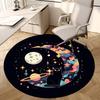 1pc Space Cat Moon Planets Stars Cosmic Round Carpet, Perfect for Decorating Chairs, Living Rooms, Or Bedrooms, for Living Room.049
