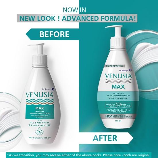 Dr. Reddy’s Venusia Max Intensive Moisturizing Lotion | Paraben Free Body Lotion For Dry Skin | Moisturizer Infused With Shea Butter | 500g