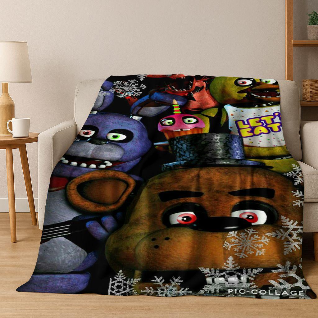 3D F-FNAF Spiel Cartoon Flanelldecke Weiche Warme Überwurfdecke für Bett Schlafzimmer Wohnzimmer Reise Camping Picknick Geschenk