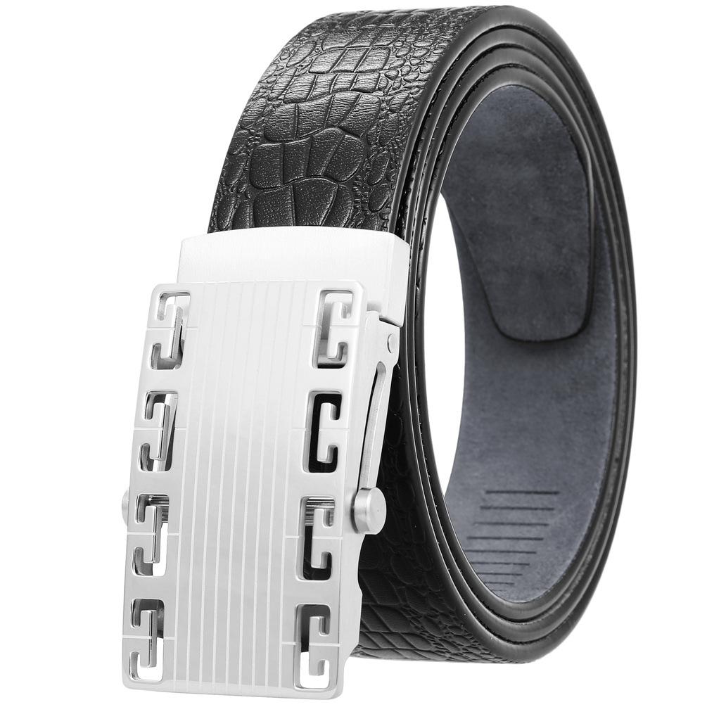 1Pcs Stainless Steel Roller Buckle Belt, Men'S Toothless Buckle First Layer Cowhide Belt Ly36-61531-8
