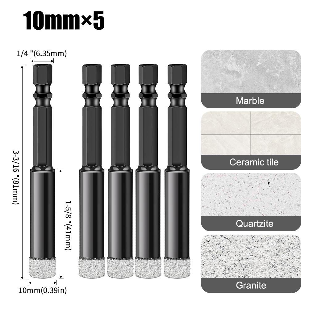 Sets Diamond Angle Grinder Bit Tile Cutter Hole Saw Tools Hexagonal Shank Diamond Drill Bit Dry Vacuum Brazed Drilling Core Bits