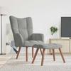 Vidaxl Armchair with Footstool, Light Gray, Upholstered In Velvet