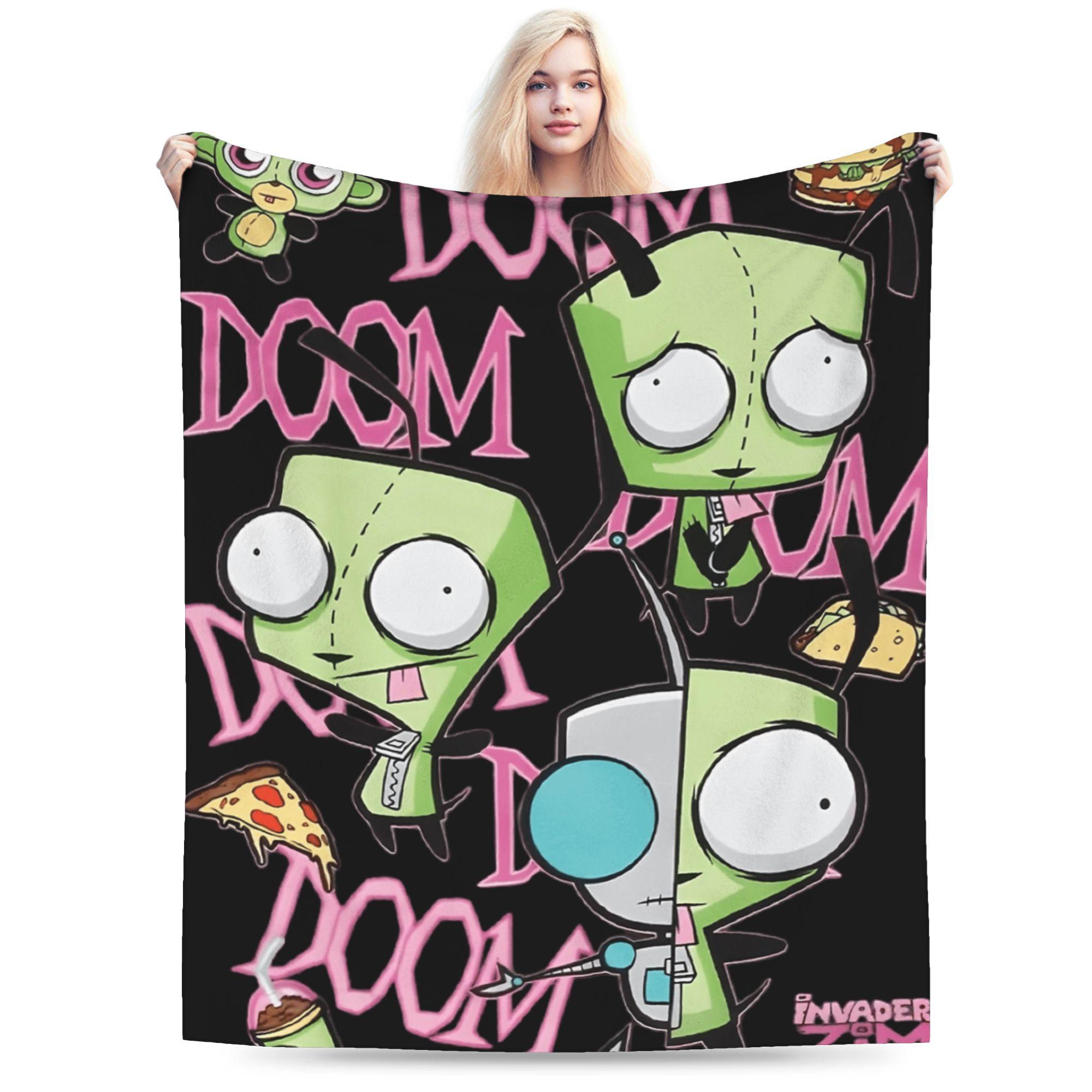 Panika Chen Unisex Invaders Zims Plush Blankets Child Flannel Throw Blanket For Home Decor Warm Soft Custom Diy Quality Bedspread Gift