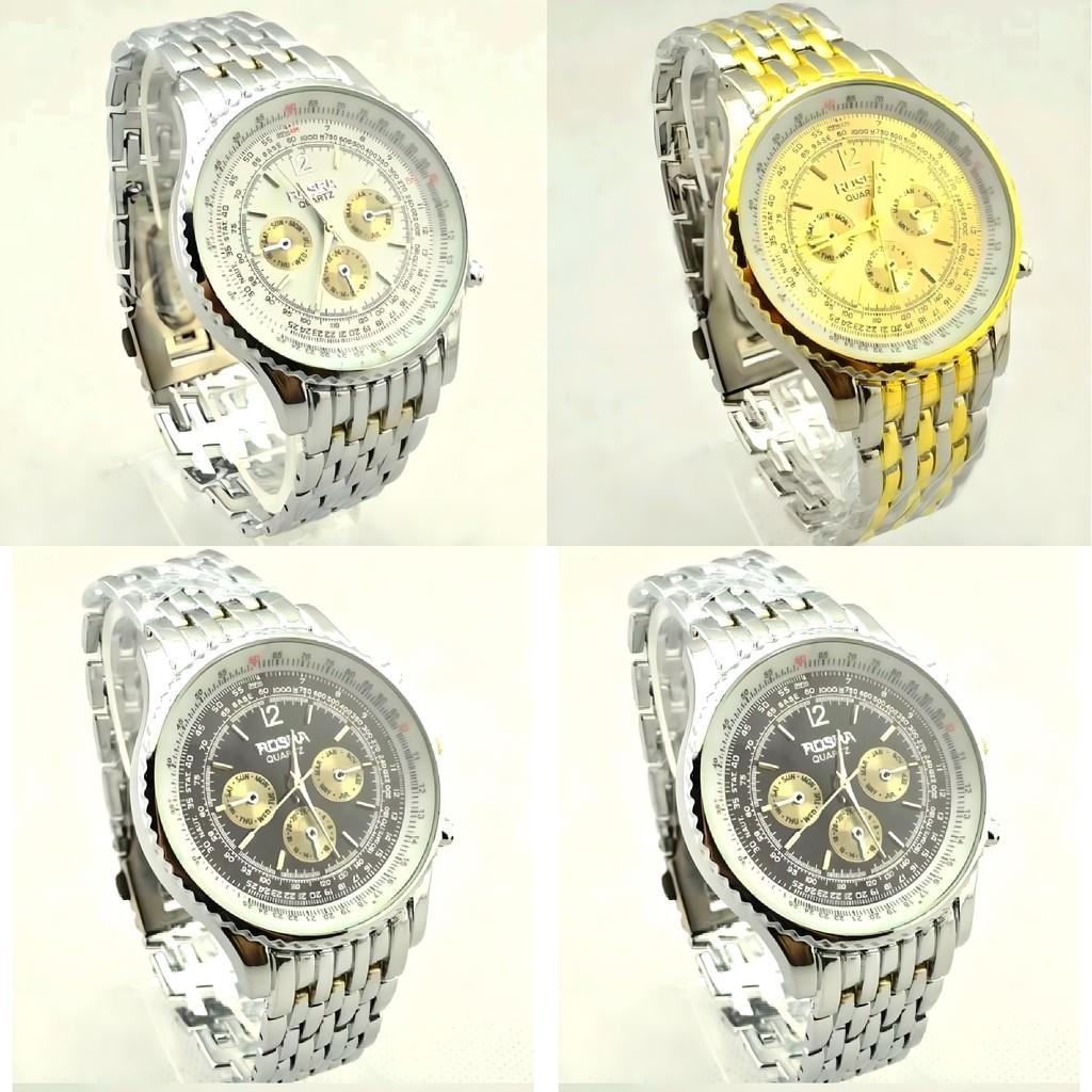 Men Business Quartz Watch With Stainless Steel Case And Rubber Strap For Formal And Casual Wear