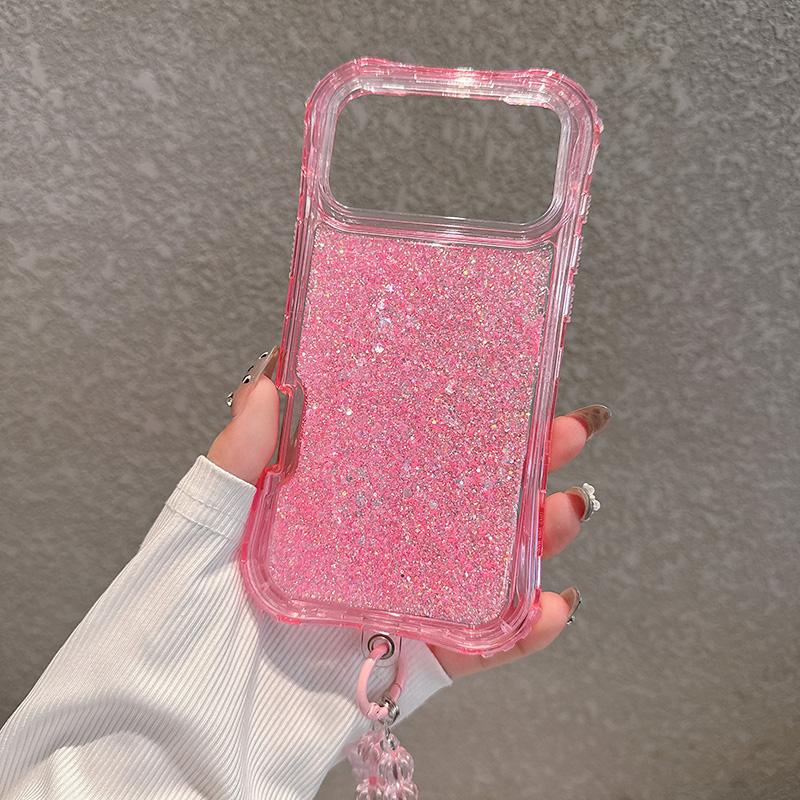 Flash Powder Resin 3IN1 Glitter Shockproof Case For iPhone 17 16 15 14 13 12 Pro Max Plus Magsafe Wireless Charging Cover