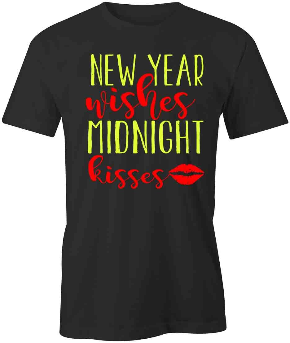 NEW YEAR WISHES MIDNIGHT KISSES TShirt Tee Short-Sleeved Cotton S1BSA494 S
