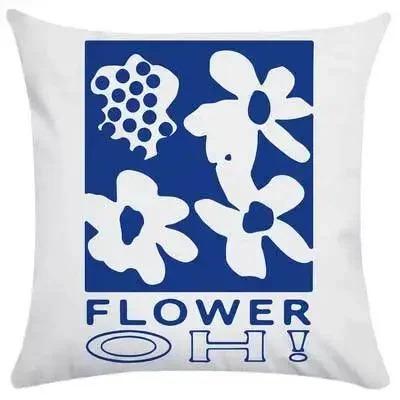 Abstract Face Line Art Cushion Cover Blue White Geometric Peach Skin Throw Pillow Case For Living Room Sofa Home Decor 40X40Cm