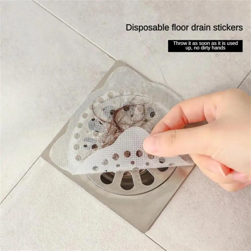 50Pcs Disposable Shower Drain Hair Catcher Strainer Filter Sticker Kitchen Sink Sewer Outfall Stopper Bathroom Floor Drain Cover