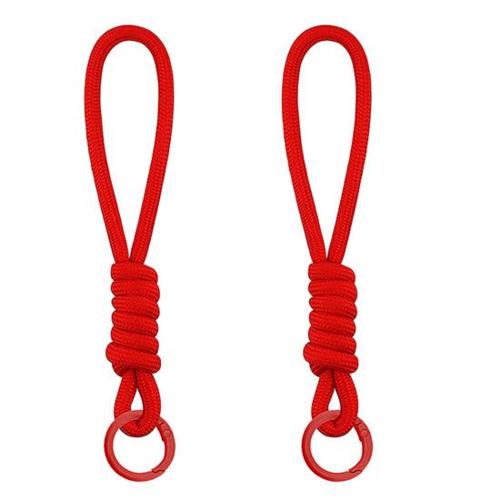 2Pcs Braided Rope Pendant Lightweight High-Elastic Keychain Holder with Reinforced Knot Design Macaron Color Mobile Phone Case Lanyard