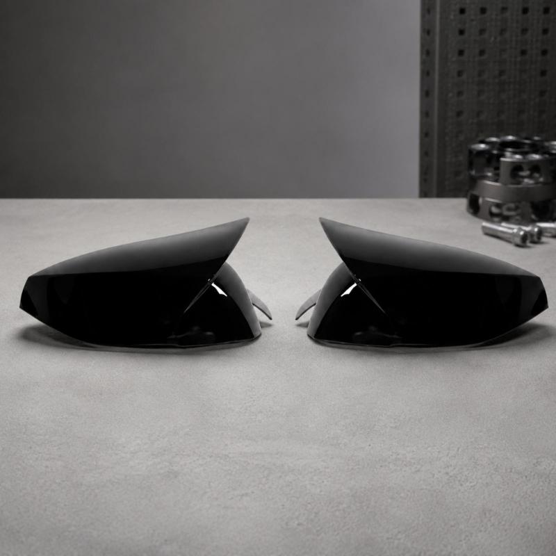 Side Mirror Housing Covers, Molded ABS Pair with Clearance Around Integrated Turn Signals After Adhesive Installation