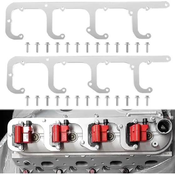 D581 LS Aluminum Alloy Square Coil Bracket Set For 1999-2014 CHEVROLET Chevy Small Block Gen III IV 4.8L 5.3L 6.0L Sliver