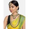 Green Beads Bridal Kundan Choker & Long Necklace, Earring & Maangtikka Set For Women