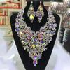 Stonefans Rhinestone Drop Necklace Earrings Set for Women Party Accessories Large Exaggerated Drag Queen Jewelry Set Luxury