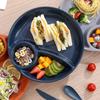 2pcs Round Food  Plate Plastic Meal Measure Dish Portable Divided Dinner Plate  Kindergarten