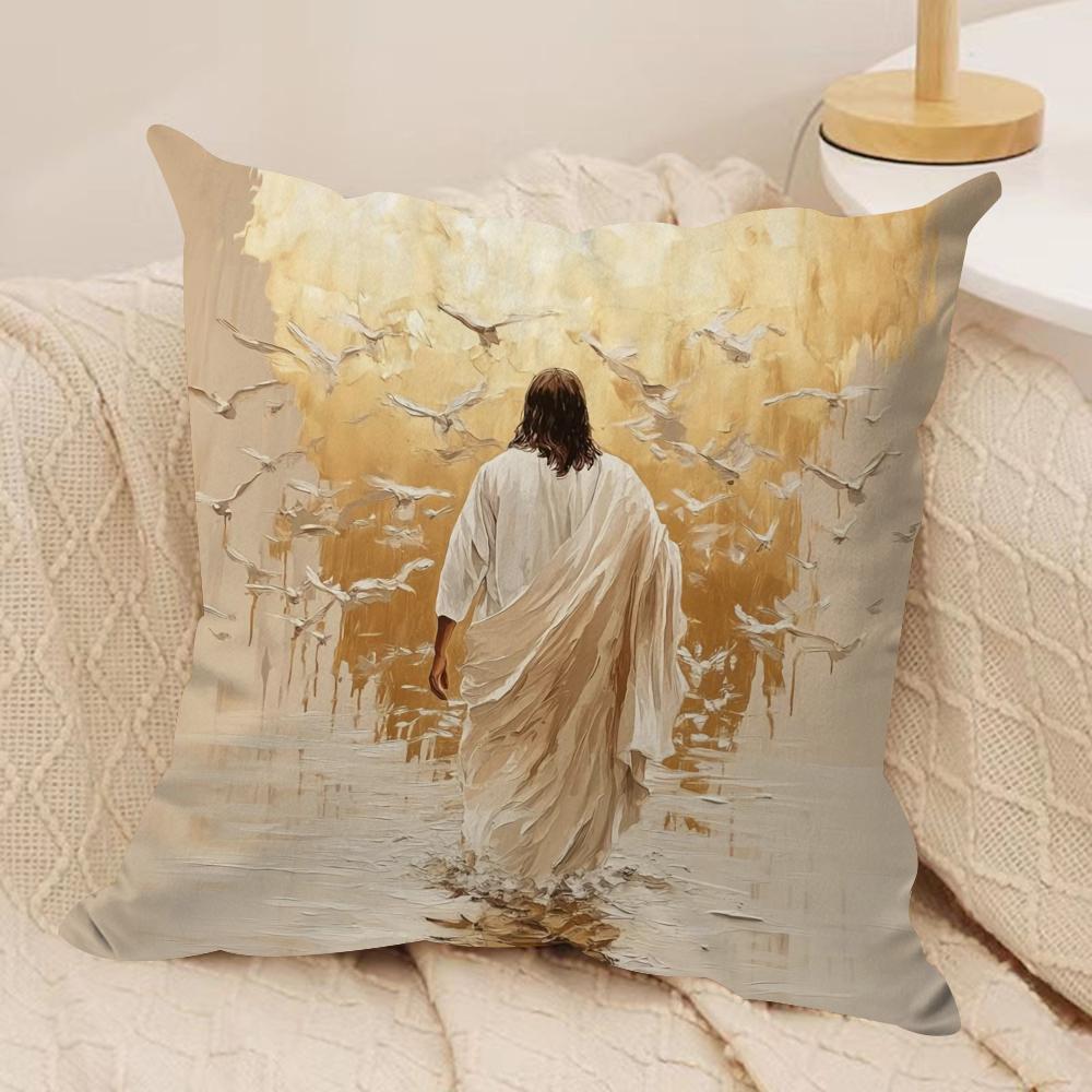 JESUS Cushion Cover Soft Plush Throw Pillow Cover  DoubleSided Printed Cushion Case  Sofa  Home Decor 30x30cm