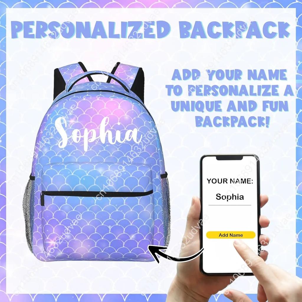 Personalized Backpack for Custom Backpacks with Name for , Customized Fish Scales School Bookbag for Back To Sch